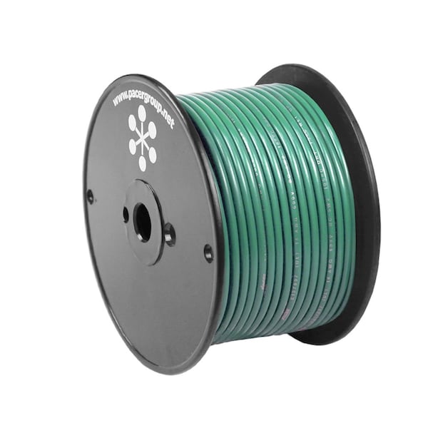 Primary Wire, Marine, 14 AWG, 1C C, Green, PVC, Stranded, 600V, 100 ft.
